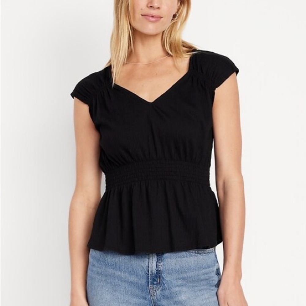 Old Navy Black Women's Smocked Waist Top